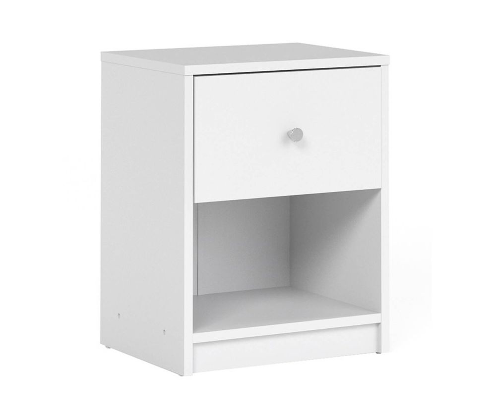 FTG May White 1 Drawer Bedside