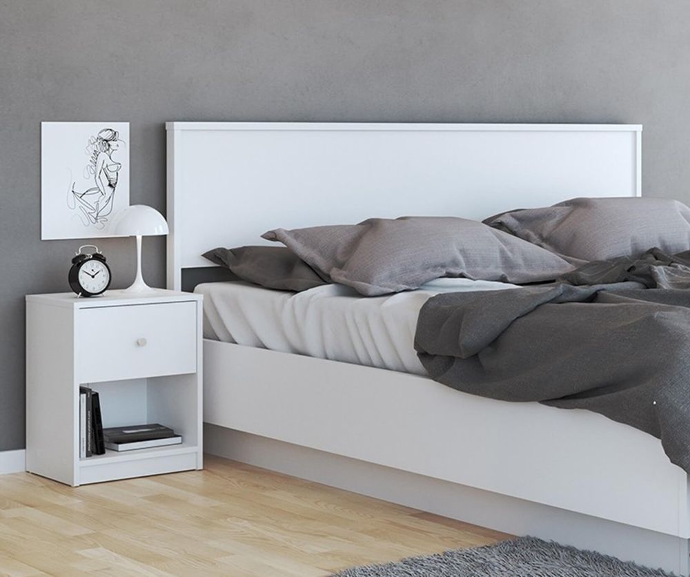 FTG May White 1 Drawer Bedside