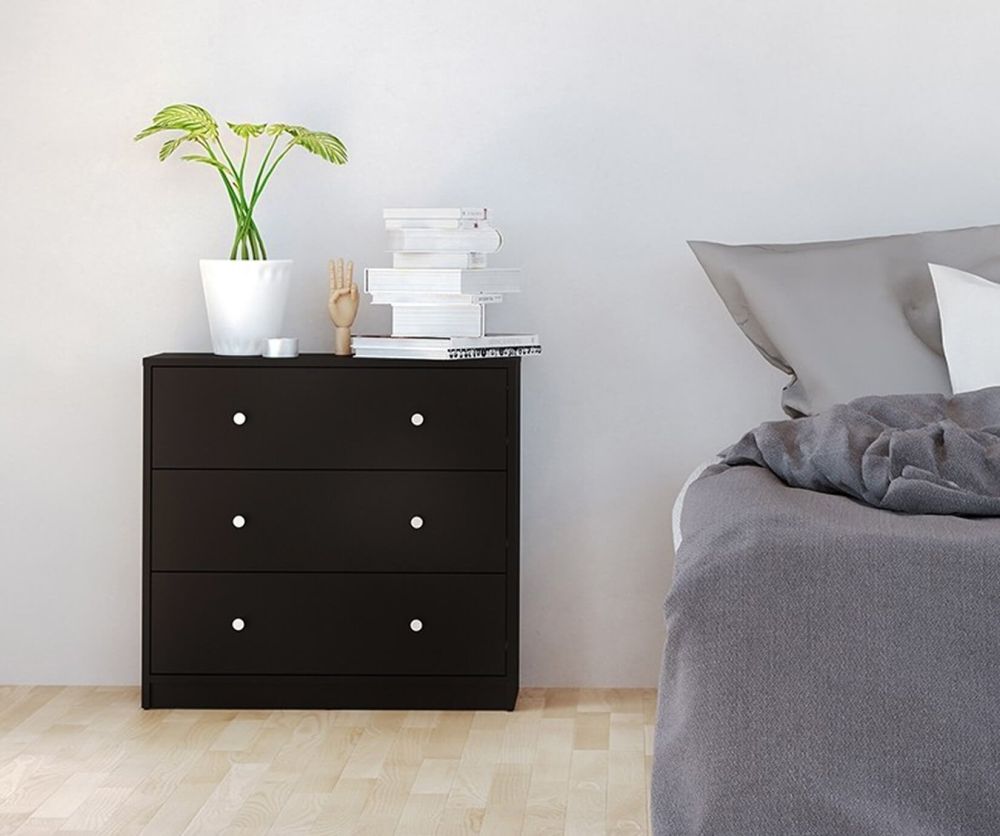 FTG May Black 3 Drawer Chest