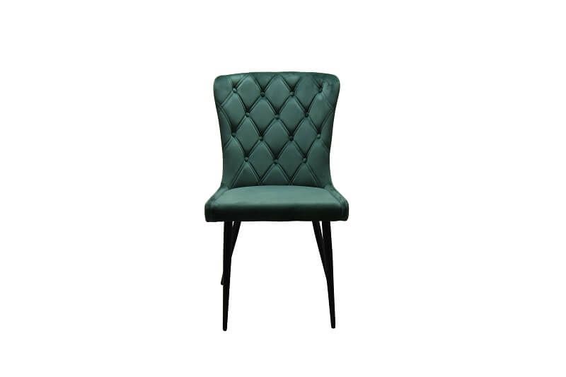 Furniture Link Merlin Green Velvet Dining Chair in Pair 