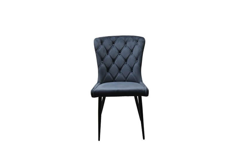 Furniture Link Merlin Grey Velvet Dining Chair in Pair 