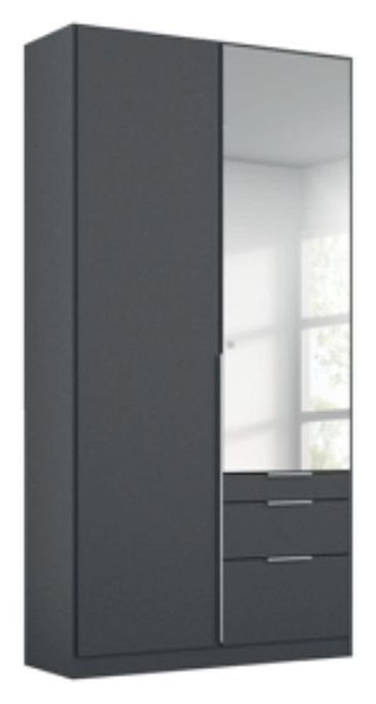 Rauch Alabama Metallic Grey 2 Door 1 Mirror Combi Wardrobe with 3 Drawers