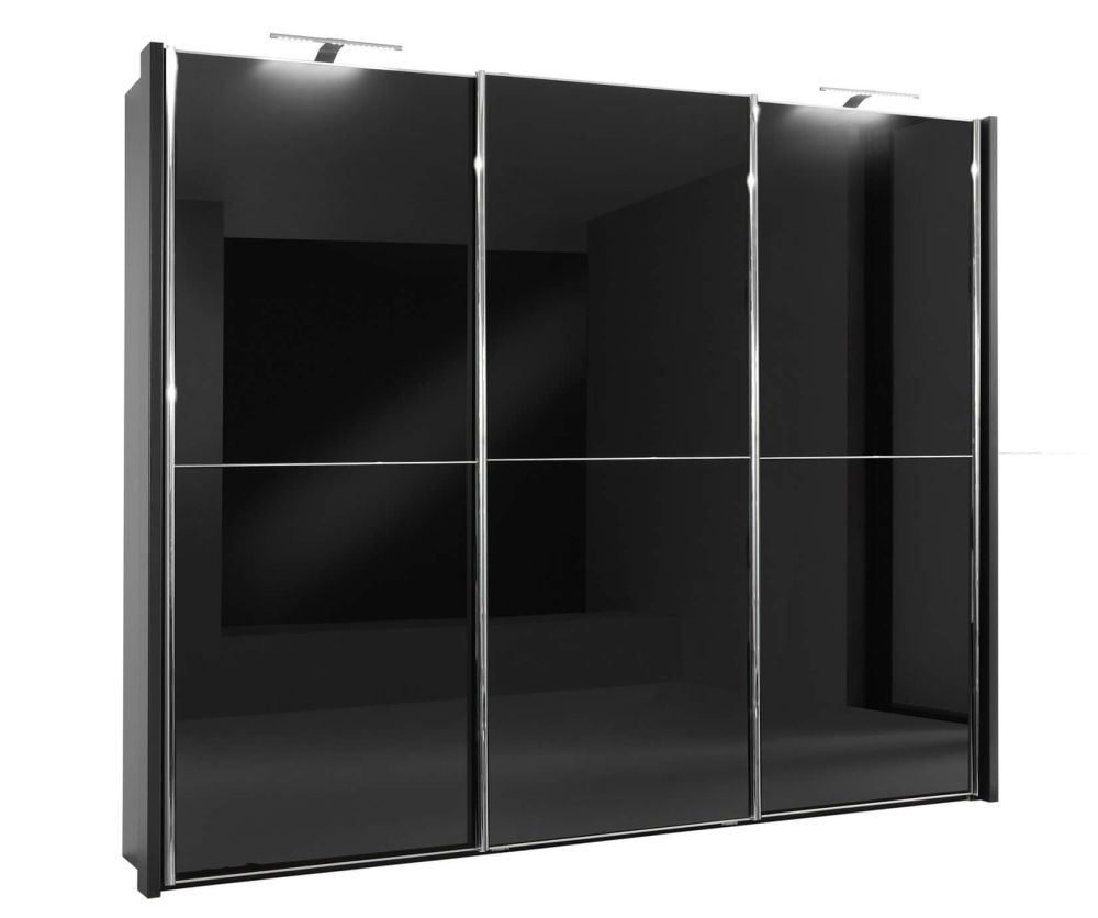Wiemann Miami-2 Black Glass Sliding Door Wardrobe-H217cm