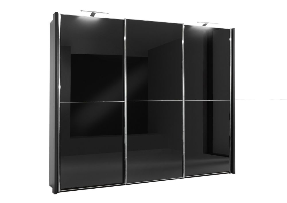 Wiemann Miami-2 Black Glass Sliding Door Wardrobe-H217cm