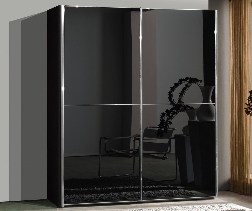 Wiemann Miami-2 Black Glass Sliding Door Wardrobe-H217cm