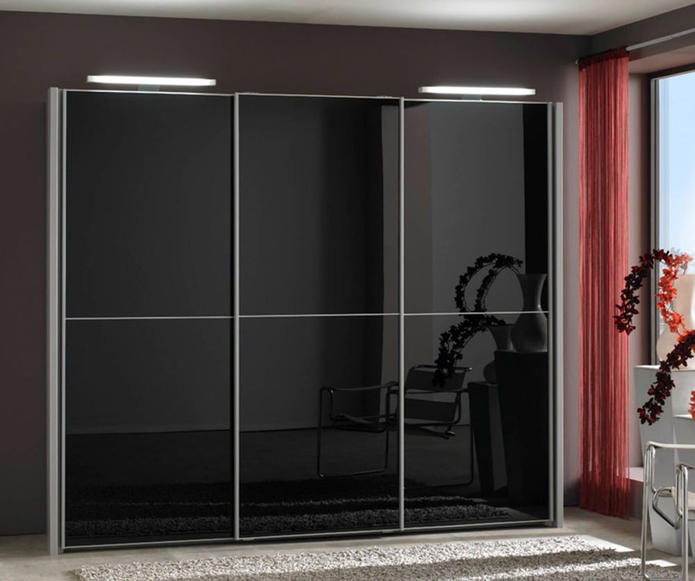 Wiemann Miami Black Glass Sliding Door Wardrobe-H236cm