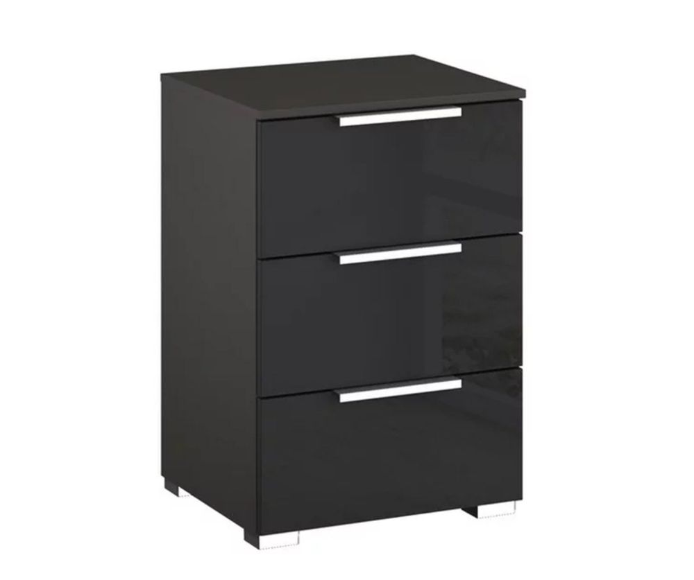 Rauch Miramar Graphite Carcase with Basalt Glass Front 3 Drawer Bedside Table
