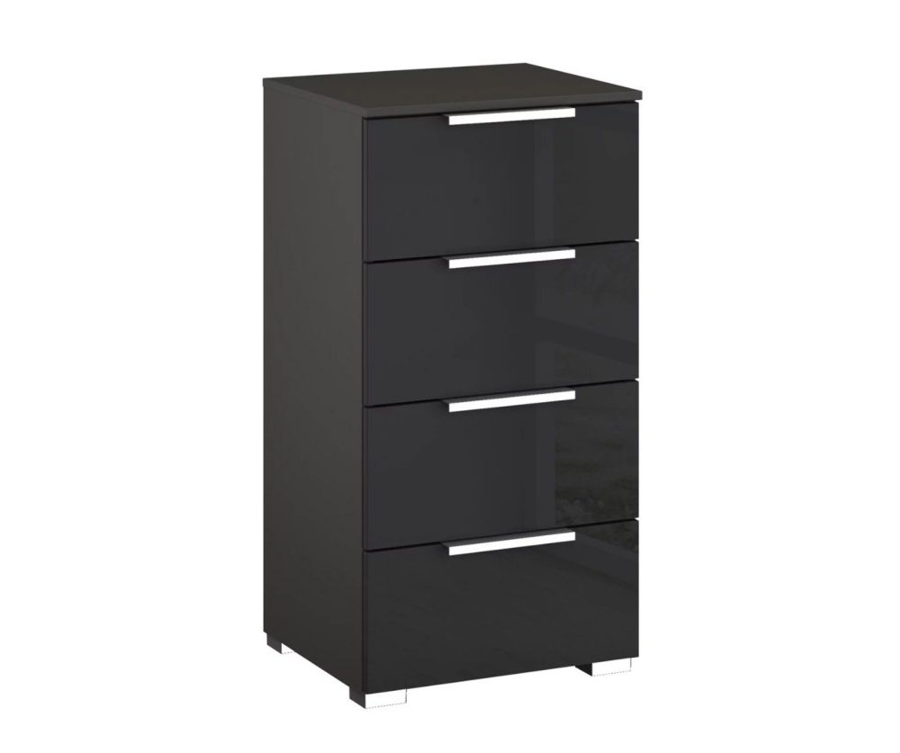 Rauch Miramar Graphite Carcase with Basalt Glass Front 4 Drawer Chest