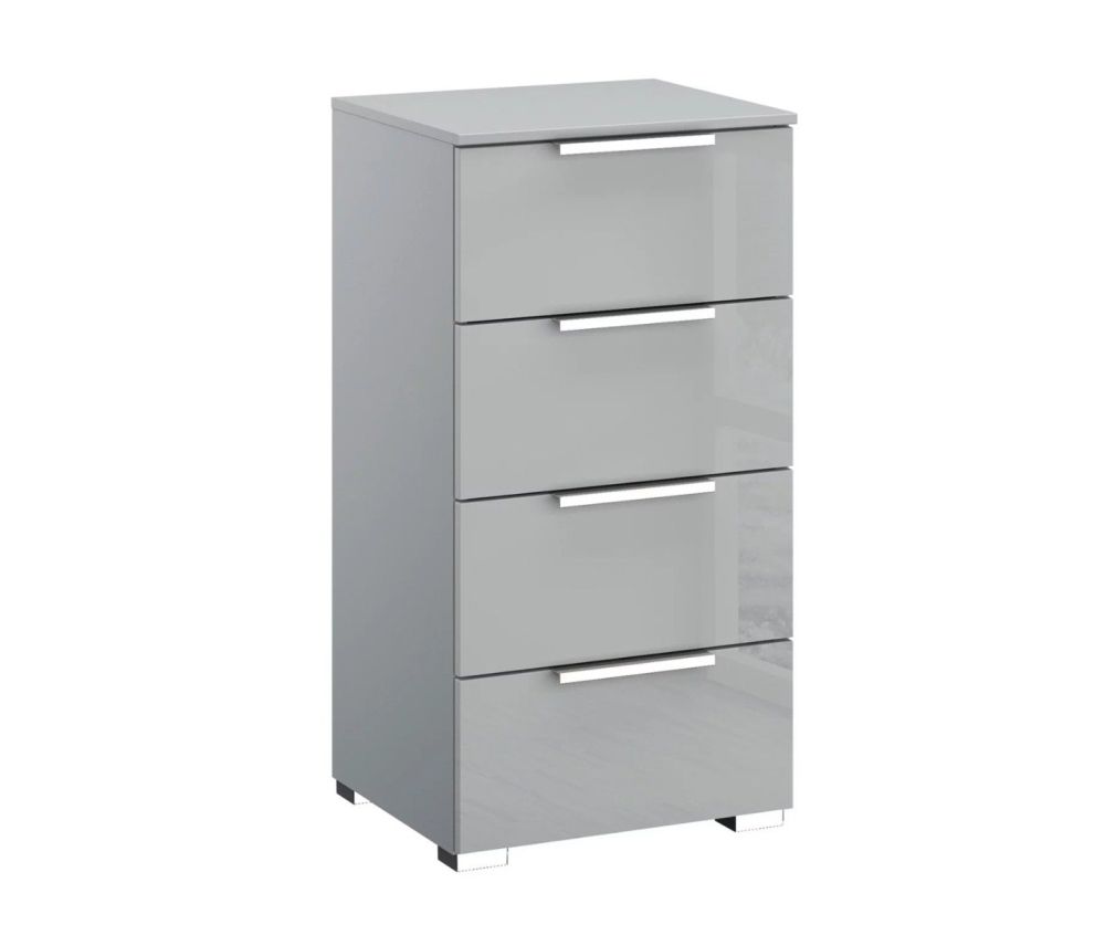 Rauch Miramar Silk Grey Carcase with Silk Grey Glass Front 4 Drawer Chest