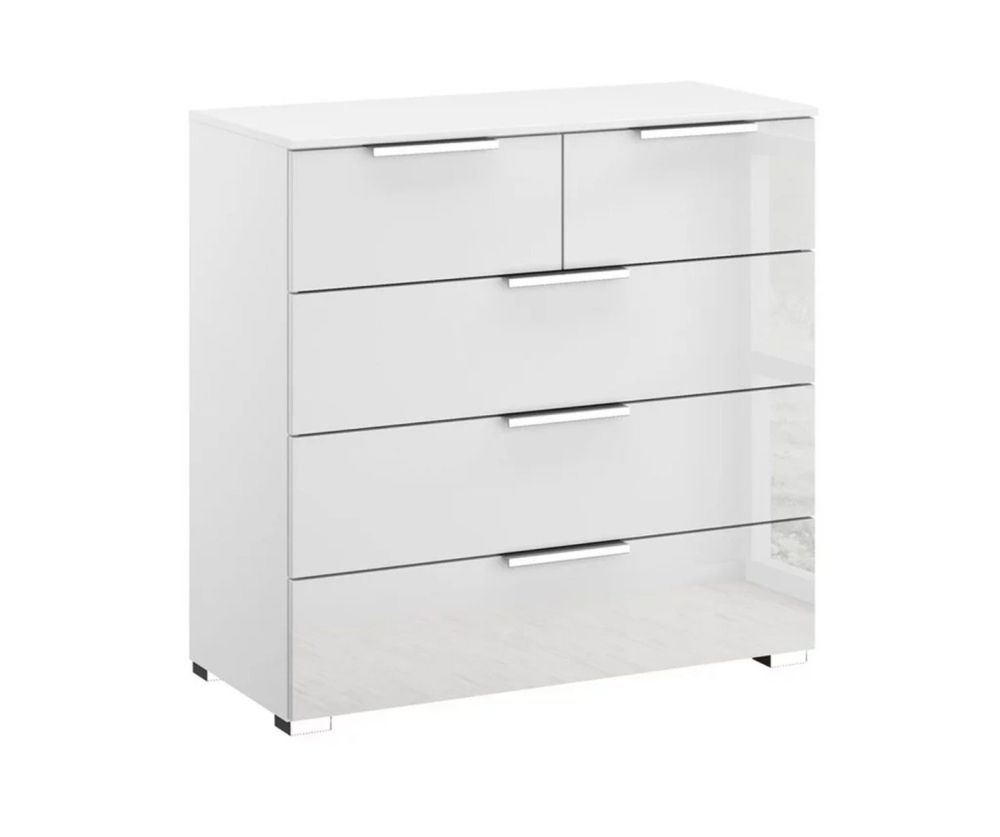 Rauch Miramar Silk Grey Carcase with Silk Grey Glass Front 5 Drawer Chest