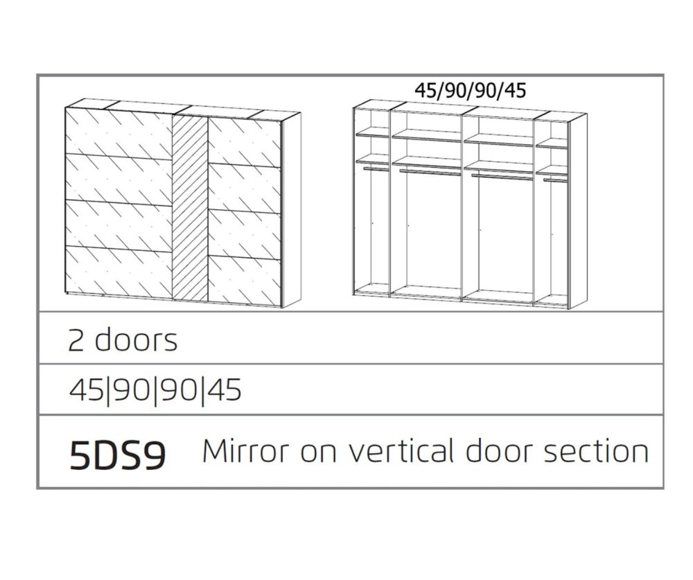 Rauch Miramar Alpine White Carcase with Crystal White Glass Front 2 Door 1 Mirror Sliding Wardrobe(W271cm)