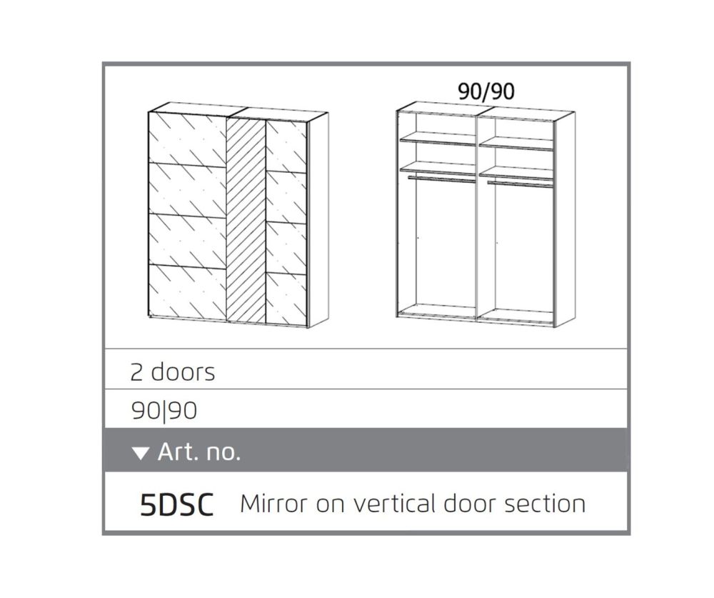 Rauch Miramar Silk Grey Carcase with Silk Grey Glass Front 2  Door 1 Mirror Sliding Wardrobe(W181cm)