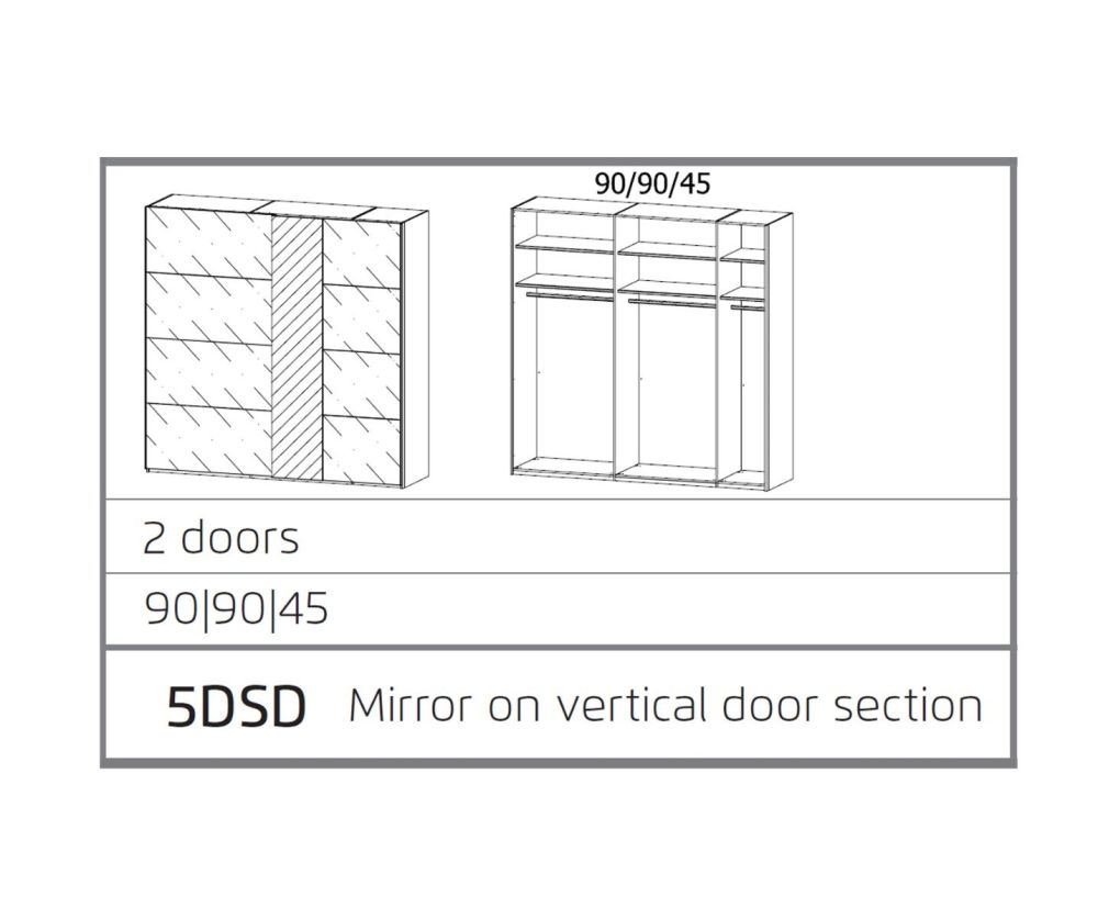 Rauch Miramar Alpine White Carcase with Crystal White Glass Front 2 Door 1 Mirror Sliding Wardrobe(W226cm)