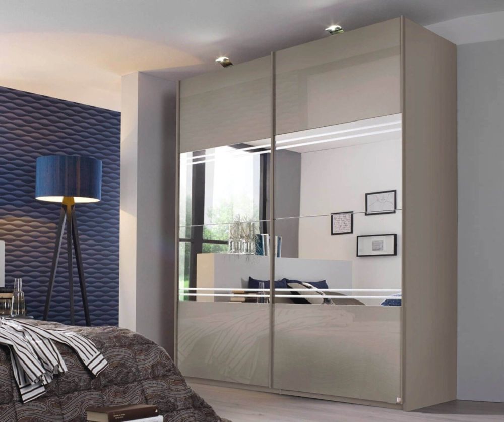 Rauch Miramar Silk Grey Carcase with Silk Grey Glass Front 2 Mirror Sliding Door Wardrobe (W271cm)