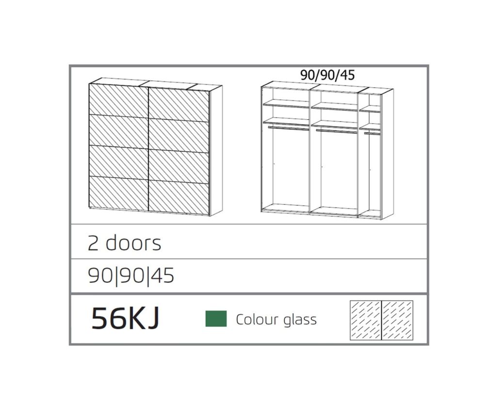 Rauch Miramar Alpine White Carcase with Crystal White Glass Front 2 Mirror Sliding Door wardrobe(W226cm)