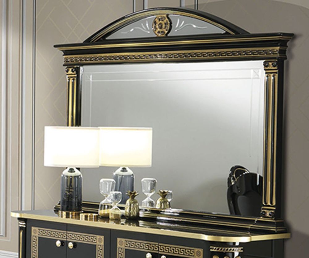 H2O Design Aurora Black and Gold Italian Wall Mirror