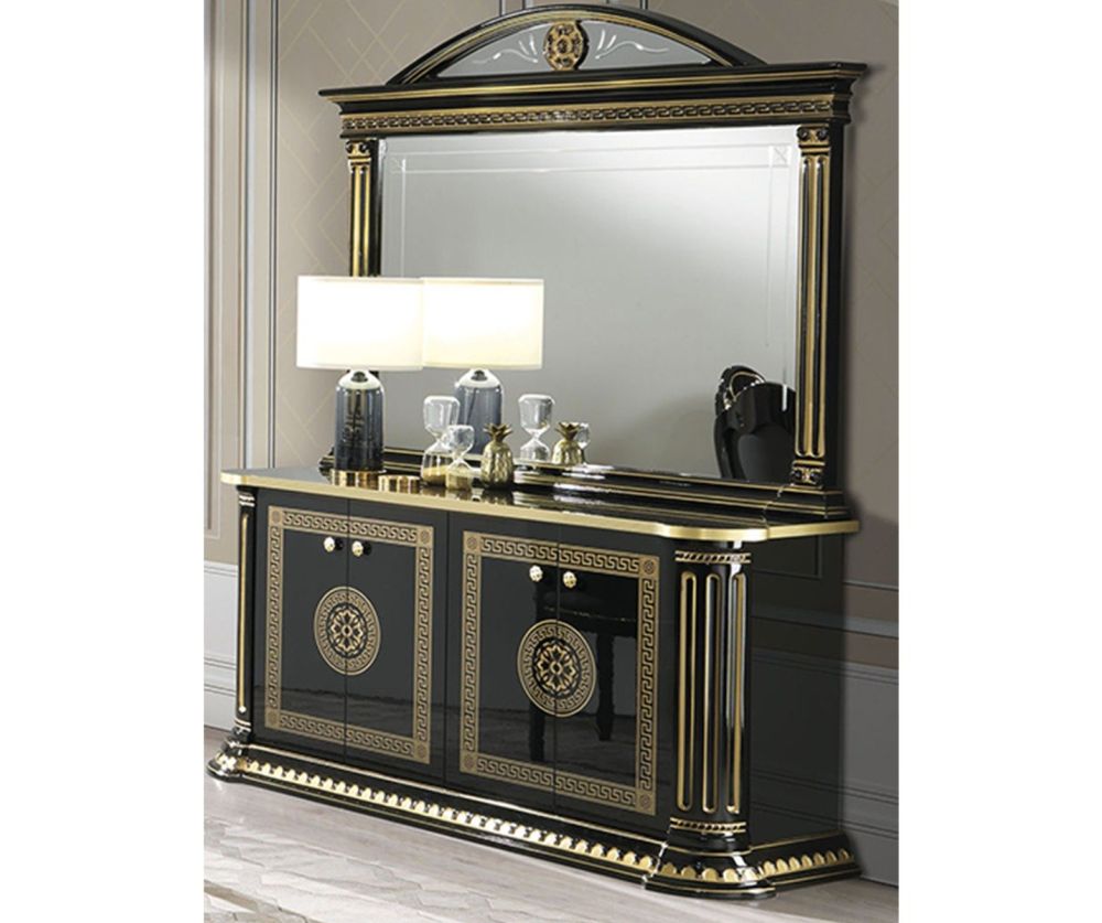 H2O Design Aurora Black and Gold Italian Wall Mirror