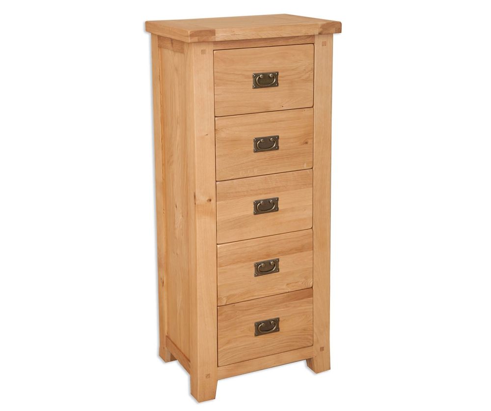 Melbourne Natural Oak 5 Drawer Tall Chest