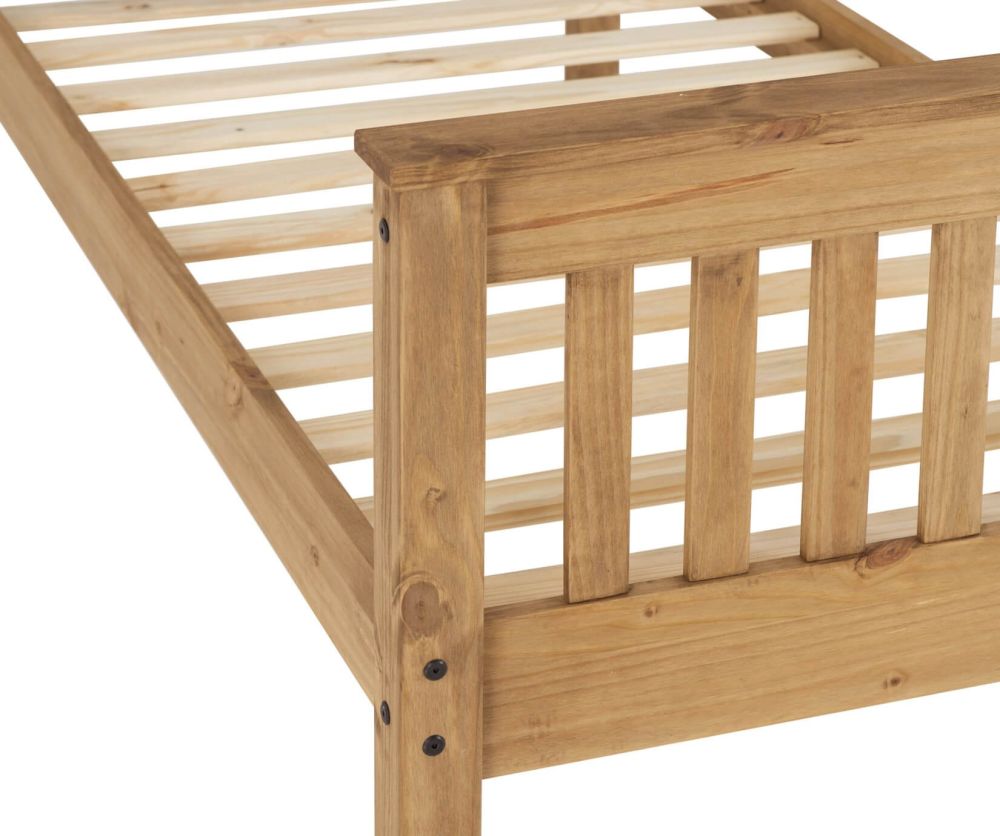 Seconique Monaco Distressed Waxed Pine High Footed Bed Frame