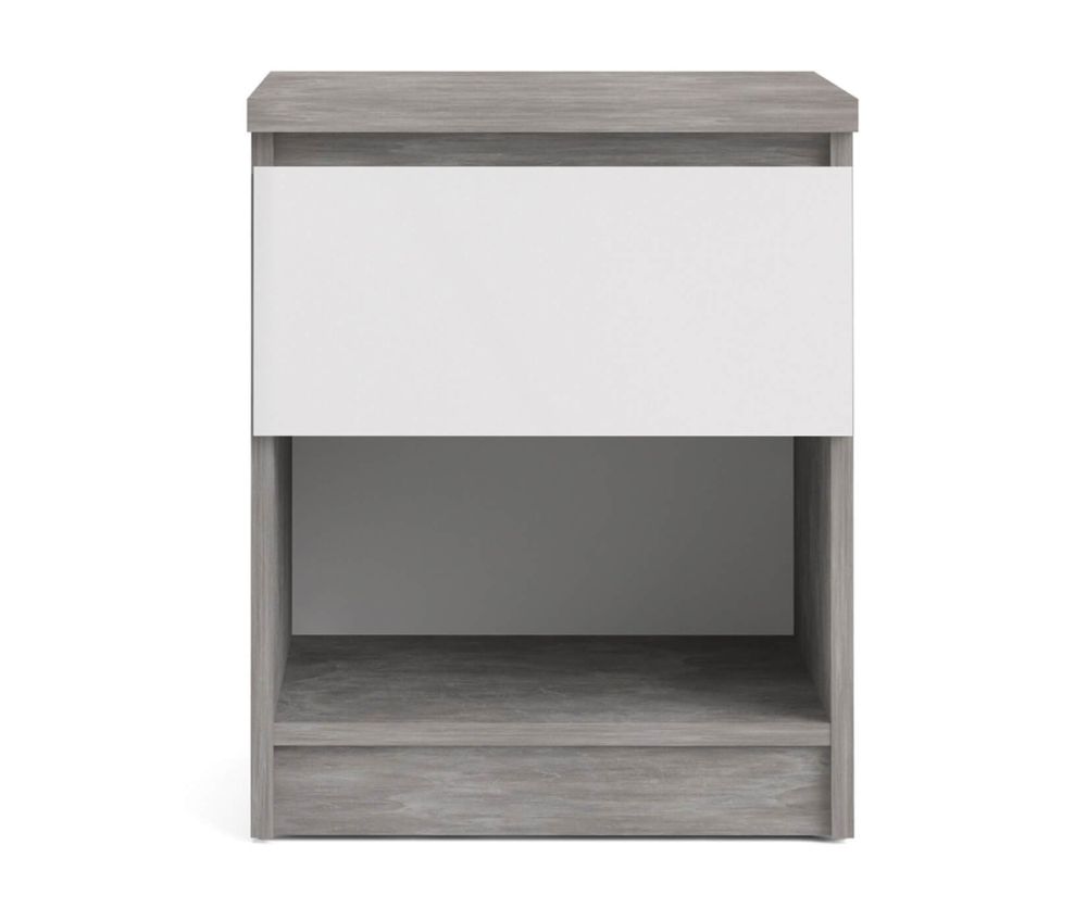 FTG Naia Concrete and White High Gloss 1 Drawer Bedside with 1 self