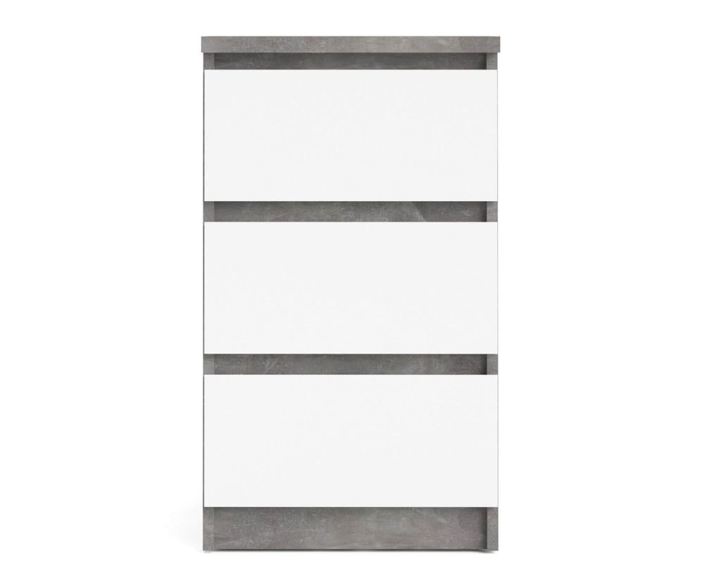 FTG Naia Concrete and White High Gloss 3 Drawer Bedside Cabinet