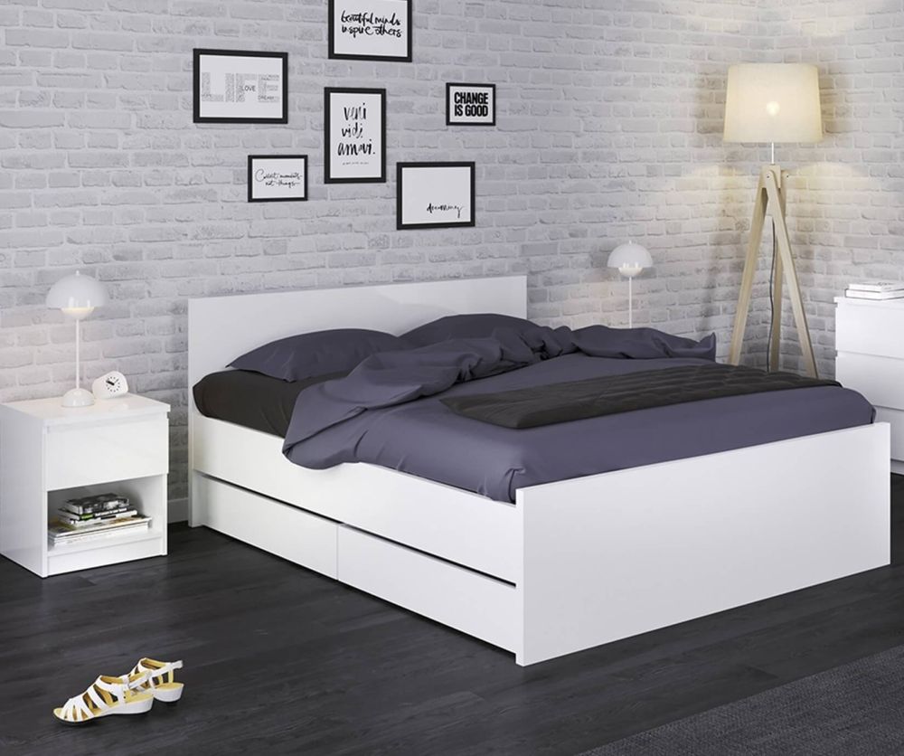 FTG Naia White High Gloss Bed Frame