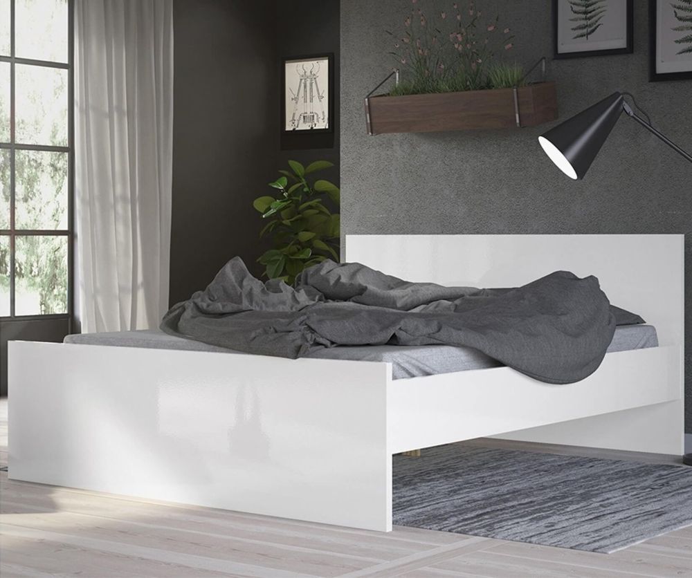 FTG Naia White High Gloss Bed Frame