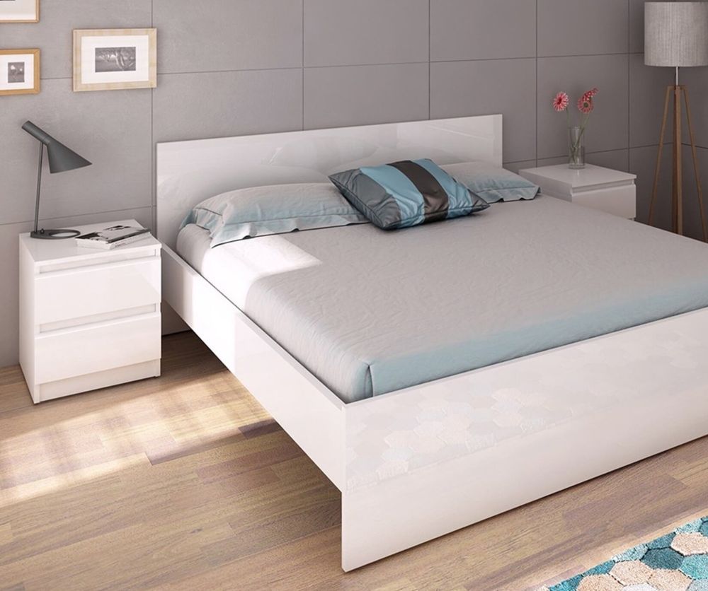FTG Naia White High Gloss Bed Frame