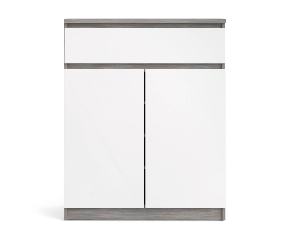 FTG Naia Concrete and White High Gloss 1 Drawer 2 Doors Sideboard