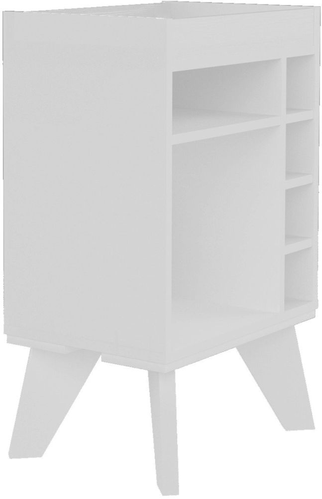 Seconique Furniture Naples White Mini Bar and Side Table 