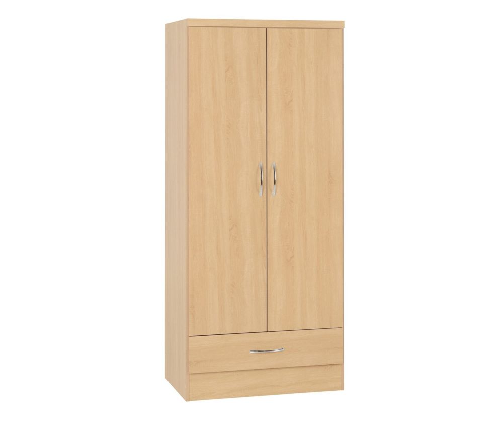 Seconique Nevada Sonoma Oak 2 Door 1 Drawer Wardrobe