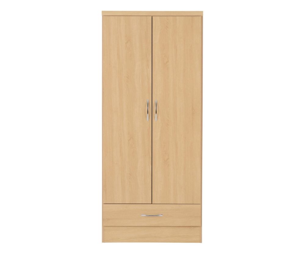 Seconique Nevada Sonoma Oak 2 Door 1 Drawer Wardrobe