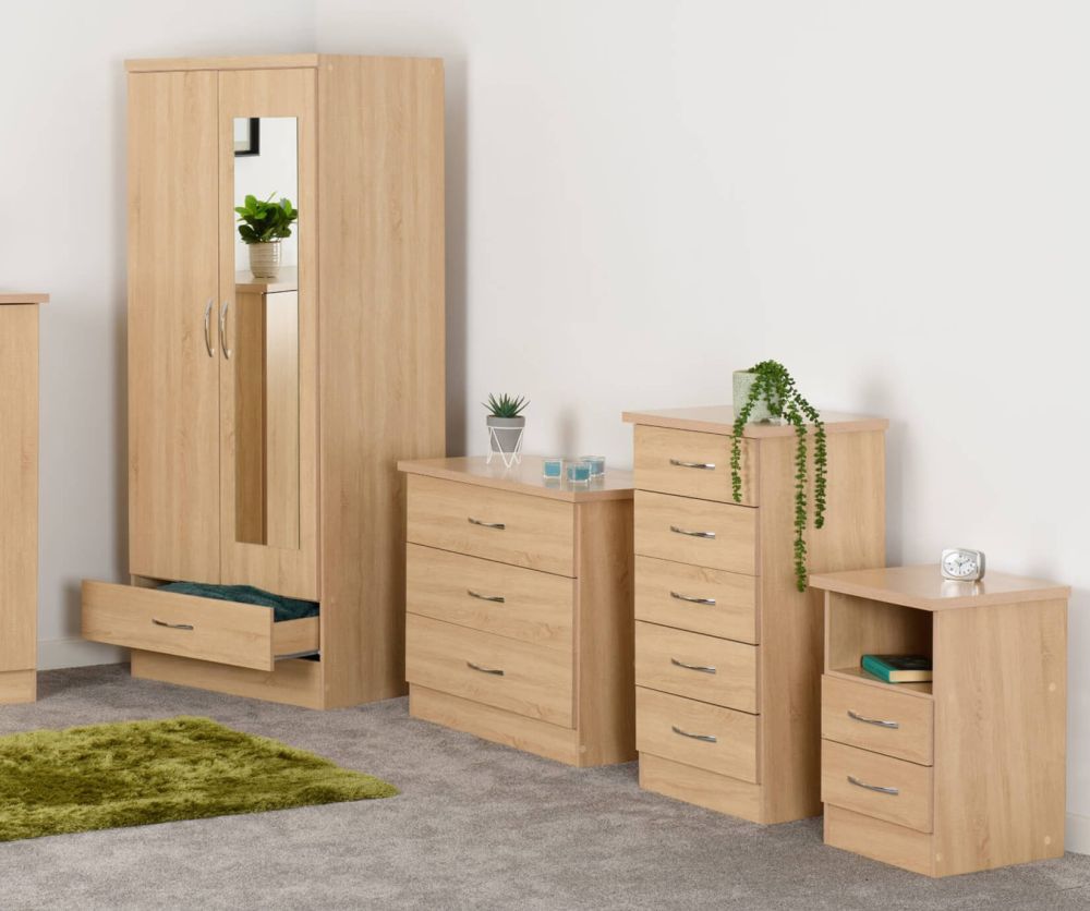 Seconique Nevada Sonoma Oak 2 Drawer Bedside Cabinet