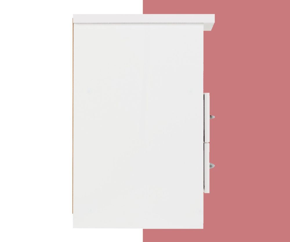 Seconique Nevada White Gloss 2 Drawer Bedside Cabinet