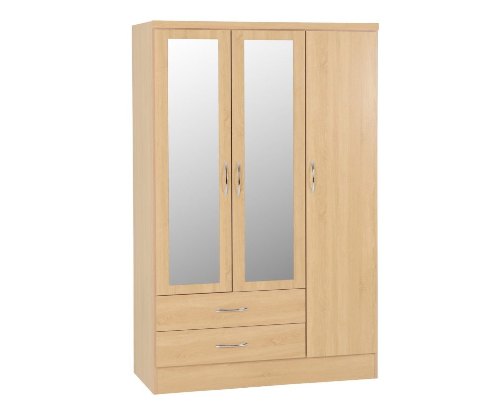 Seconique Nevada Sonoma Oak 3 Door 2 Drawer Wardrobe