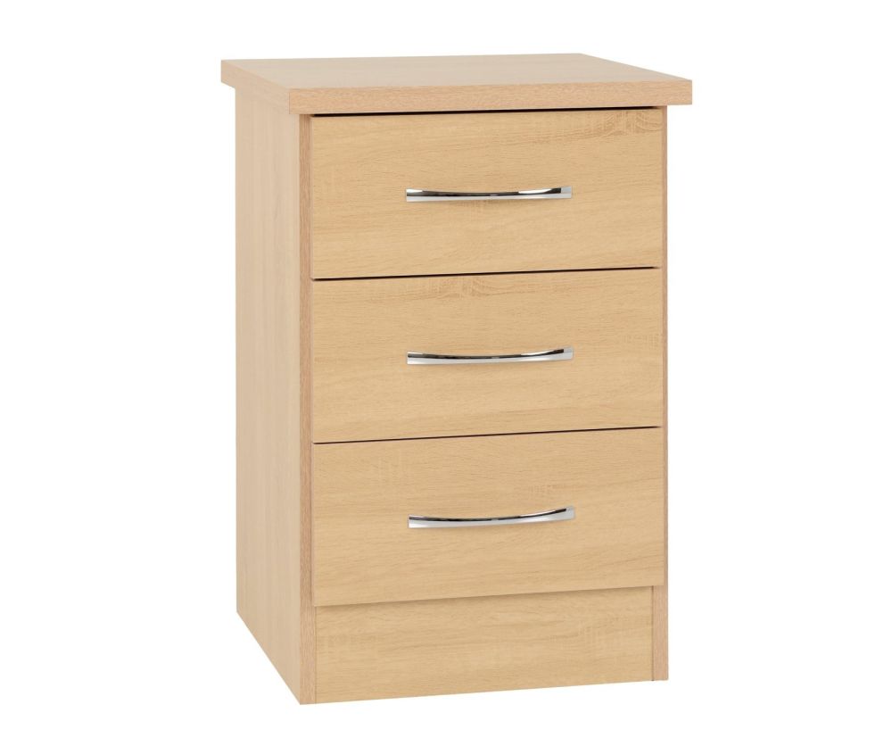 Seconique Nevada Sonoma Oak 3 Drawer Bedside Cabinet