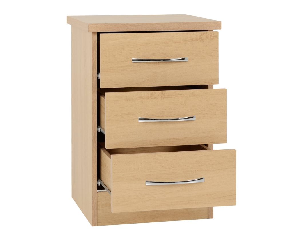 Seconique Nevada Sonoma Oak 3 Drawer Bedside Cabinet