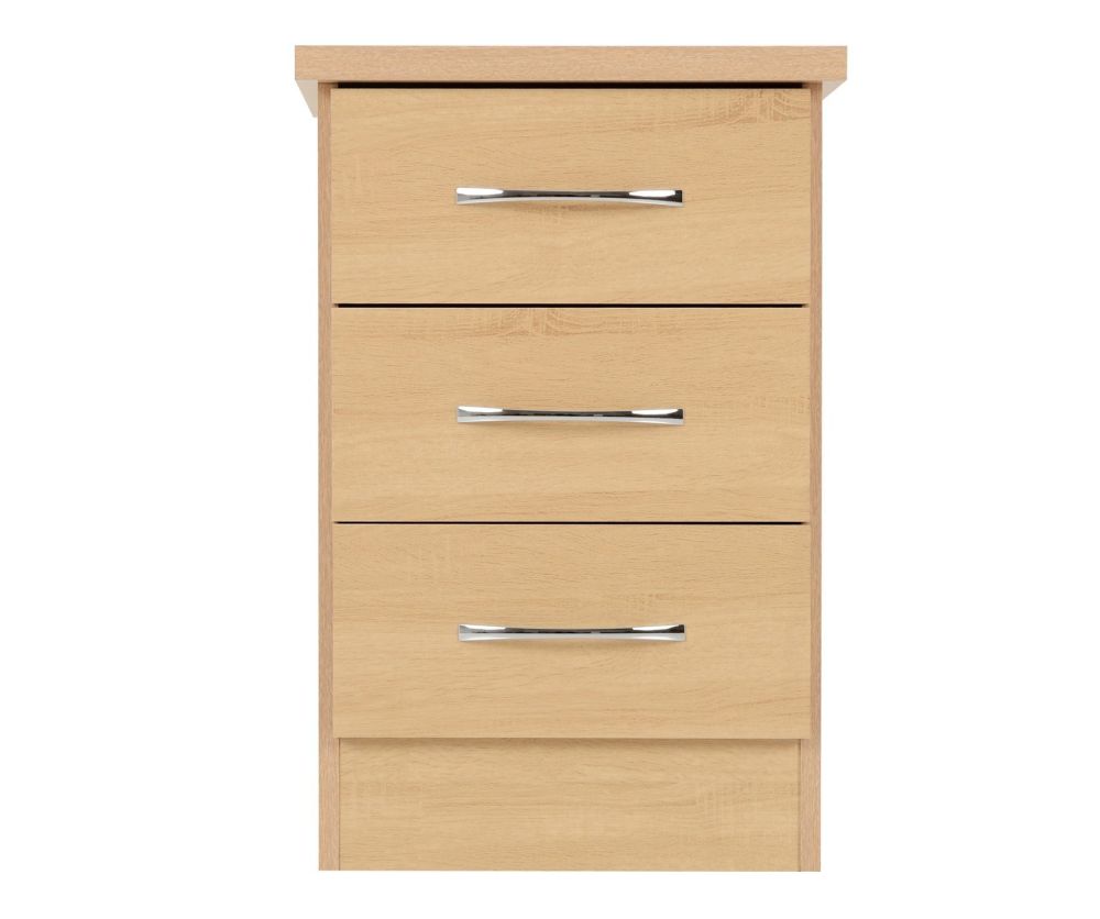 Seconique Nevada Sonoma Oak 3 Drawer Bedside Cabinet
