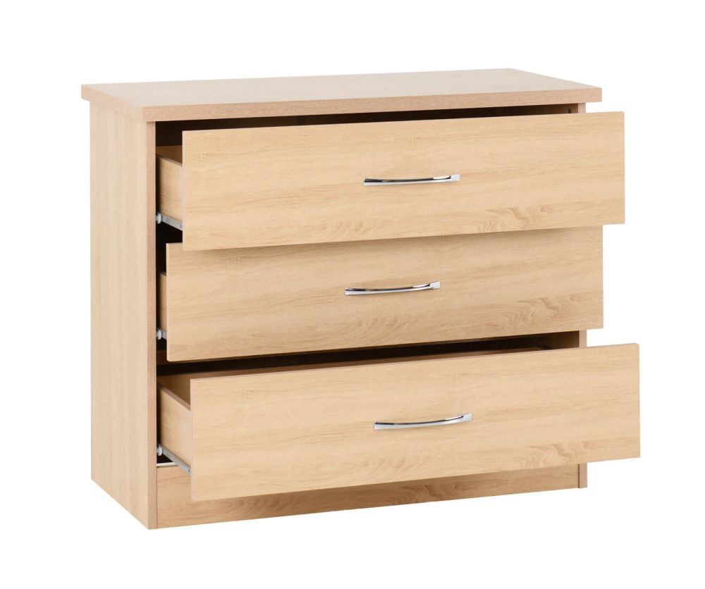 Seconique Nevada Sonoma Oak 3 Drawer Chest