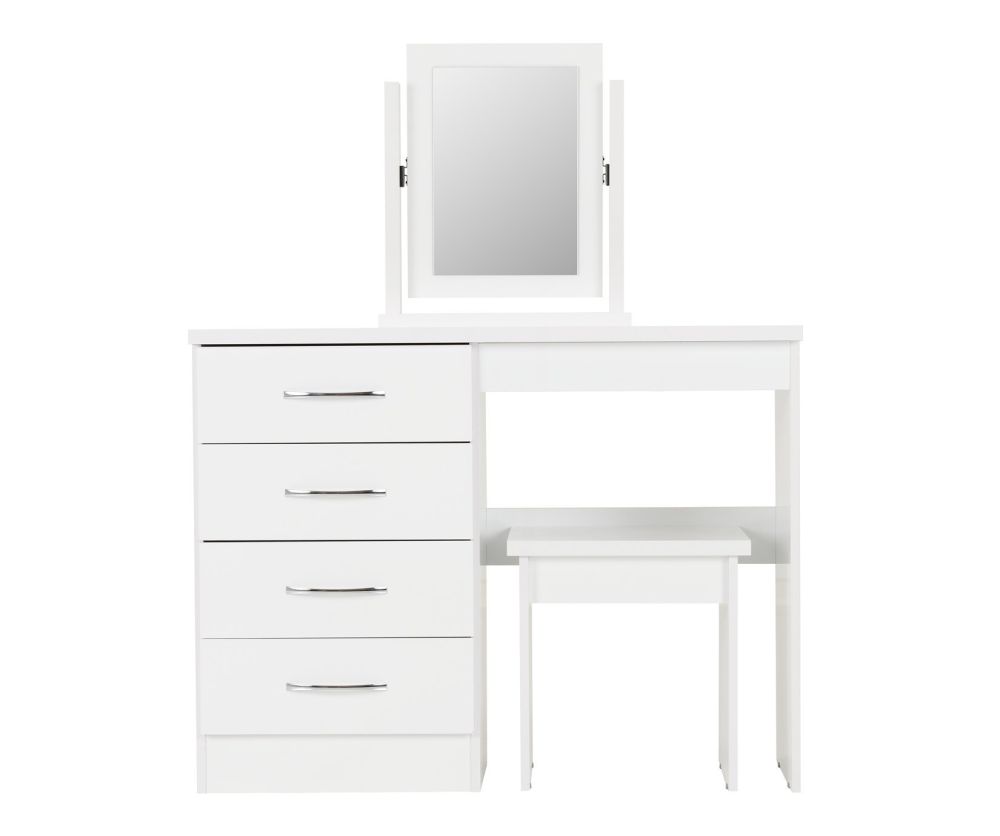 Seconique Nevada White Gloss 4 Drawer Dressing Table Set