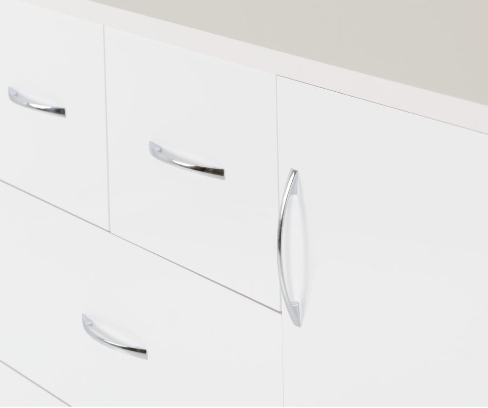 Seconique Nevada White Gloss 5 Drawer Low Wardrobe