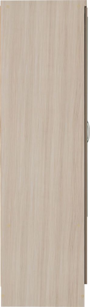 Seconique Furniture Nevada Oyster Gloss and Light Oak Effect Veneer 6 Door 2 Drawer Combi Wardrobe with Mirror