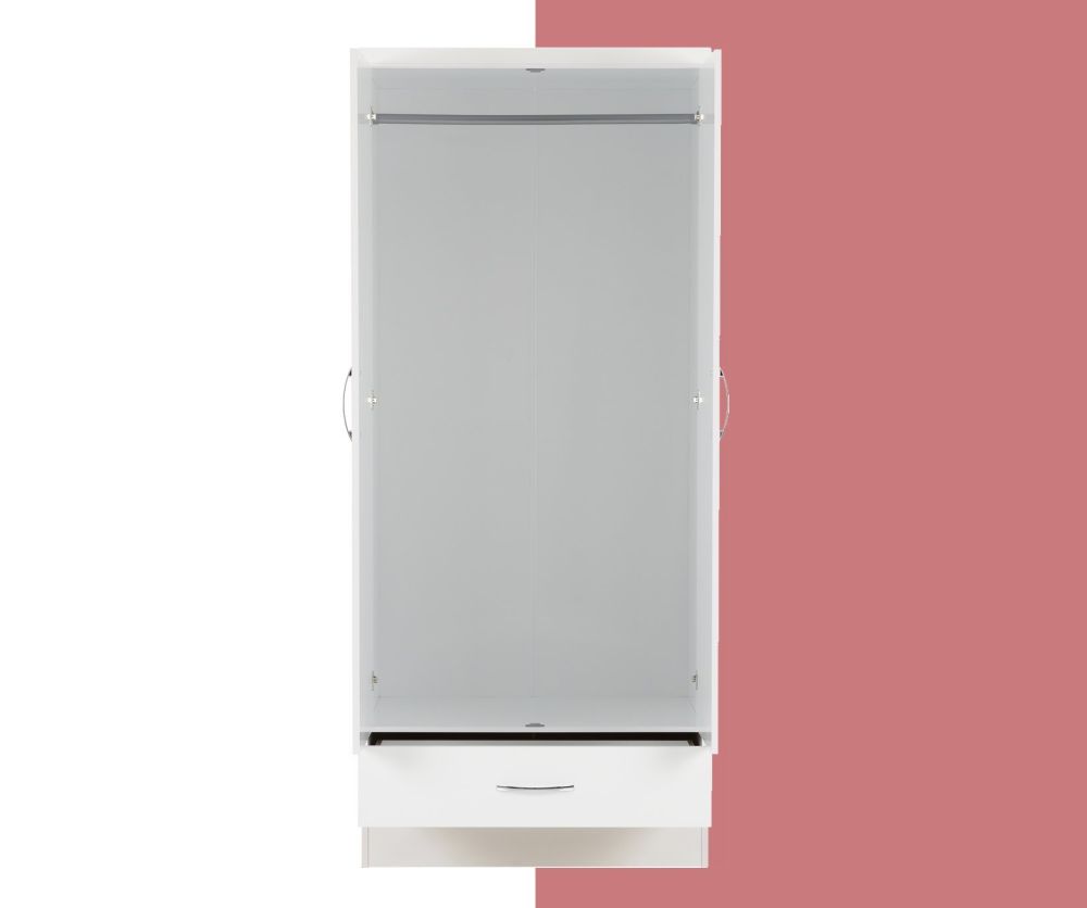 Seconique Nevada White Gloss 2 Door Mirror Wardrobe