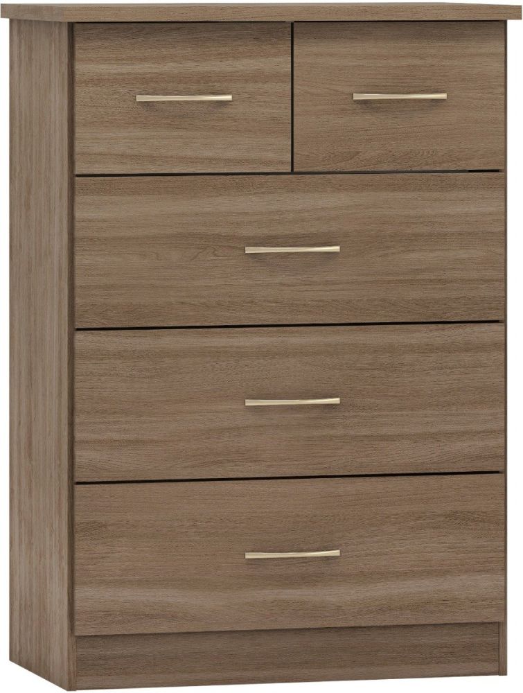 Seconique Furniture Nevada Rustic Oak Effect 3+2 Drawer Chest