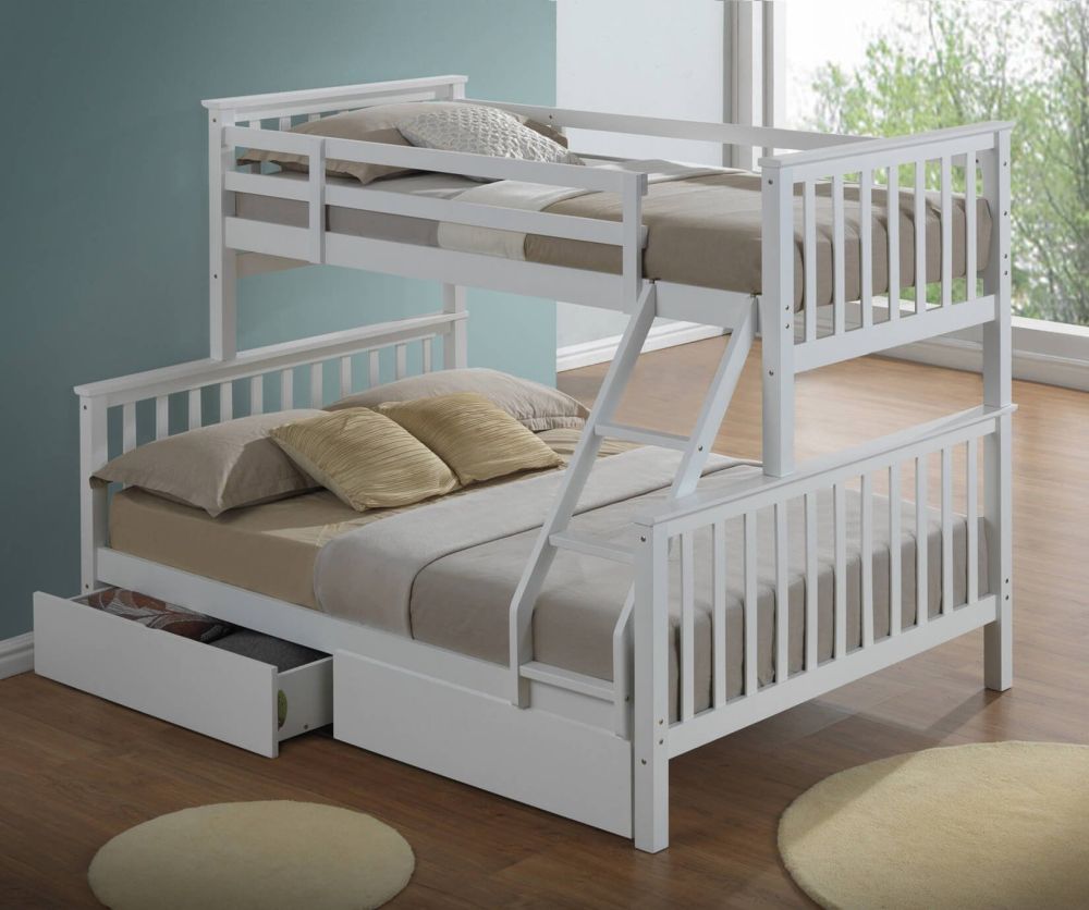 Artisan New Three Sleeper Wooden White Bed Frame