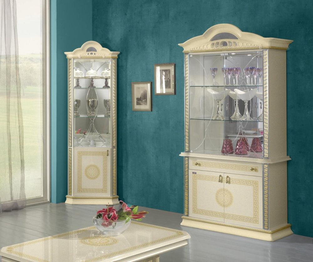Ben Company New Venus Beige and Gold Italian 2 Door Vitrine
