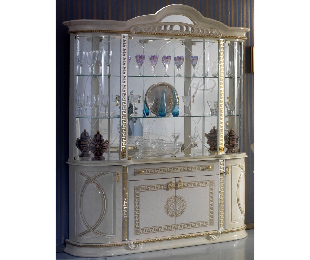 Ben Company New Venus Beige and Gold Italian 4 Door Vitrine
