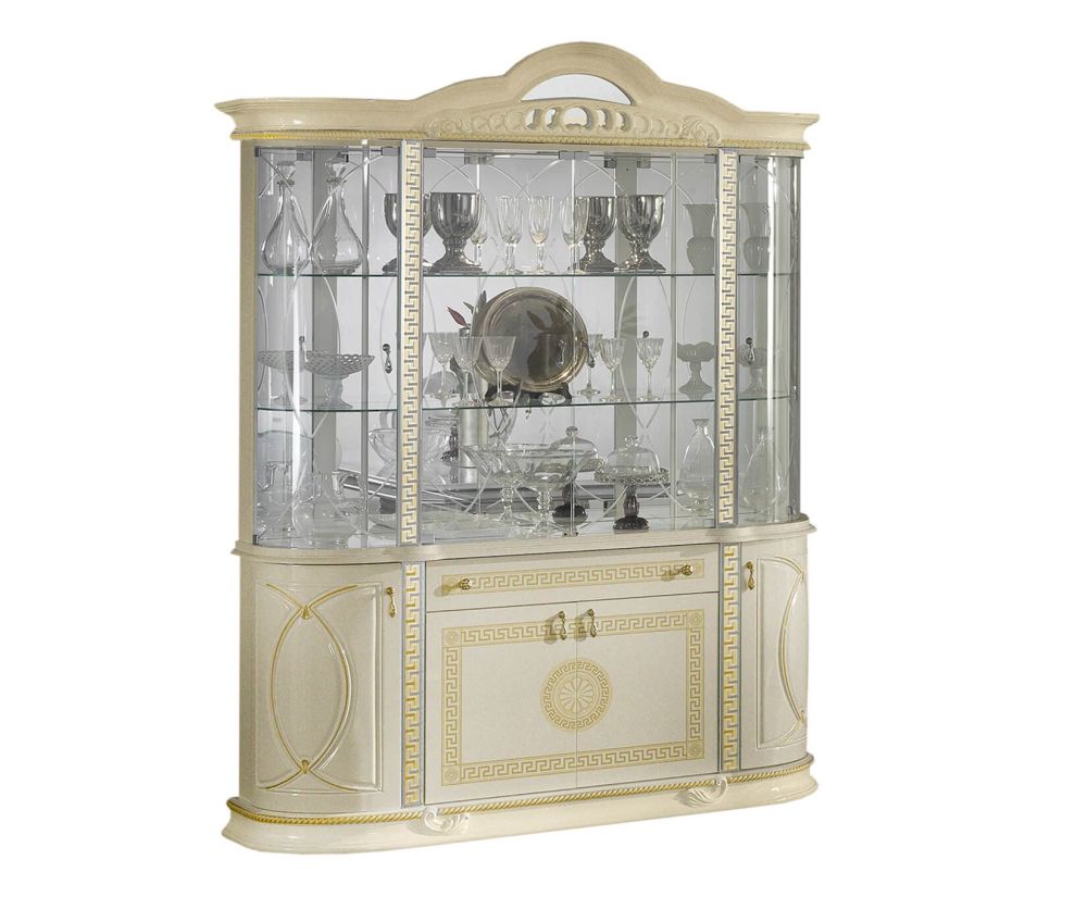 Ben Company New Venus Beige and Gold Italian 4 Door Vitrine