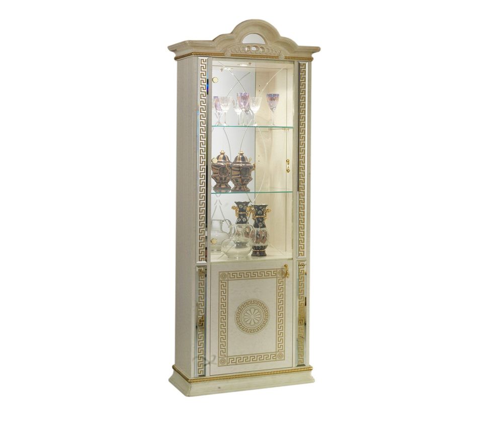 Ben Company New Venus Beige and Gold Italian 1 Door Vitrine