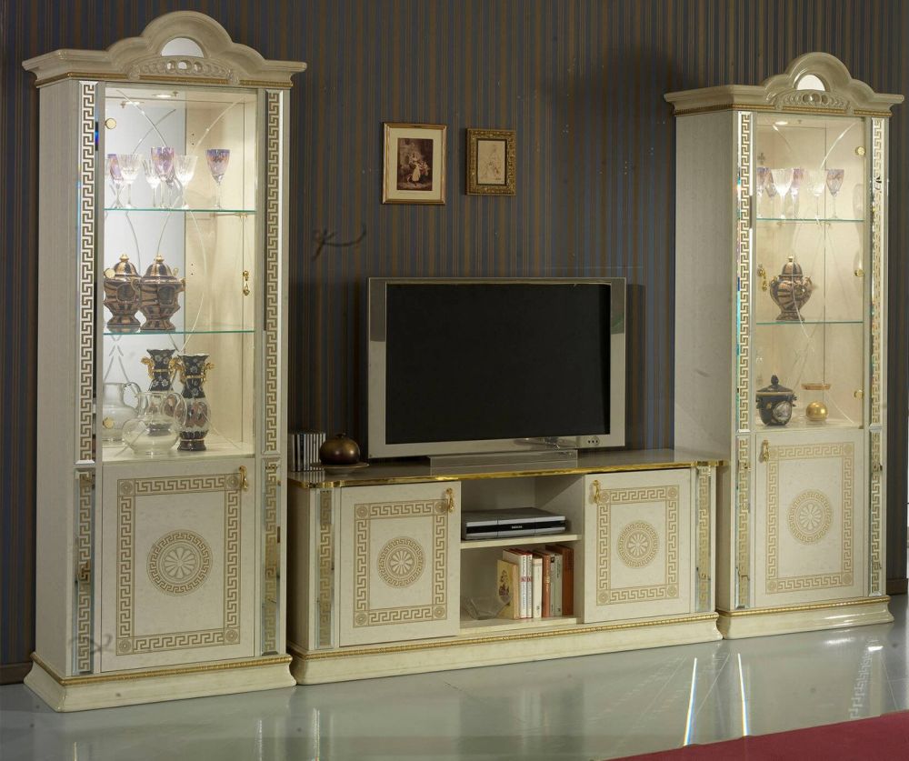 Ben Company New Venus Beige and Gold Italian 1 Door Vitrine